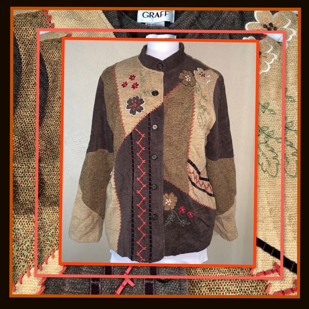 Graff Womens Vintage Patchwork Blazer/Jacket M - image 1